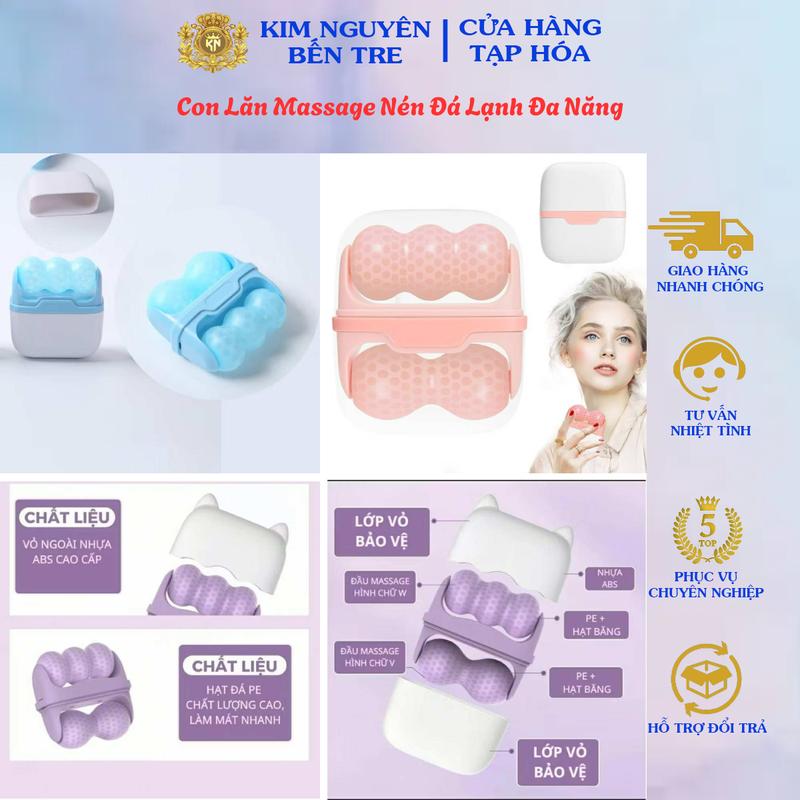 Con Lăn Massage Nén Đá Lạnh Đa Năng - Máy Massage Mặt 2 Trong 1 Làm Mát Dụng Cụ Chăm Sóc Da