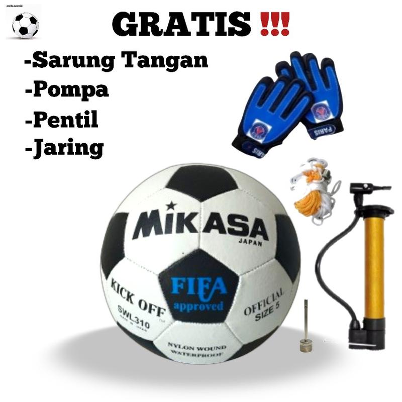 Product Introduction of Bola Sepak Size 5 Mikasa Free Pompa Pentil Jaring Dan Sarung Tangan 1