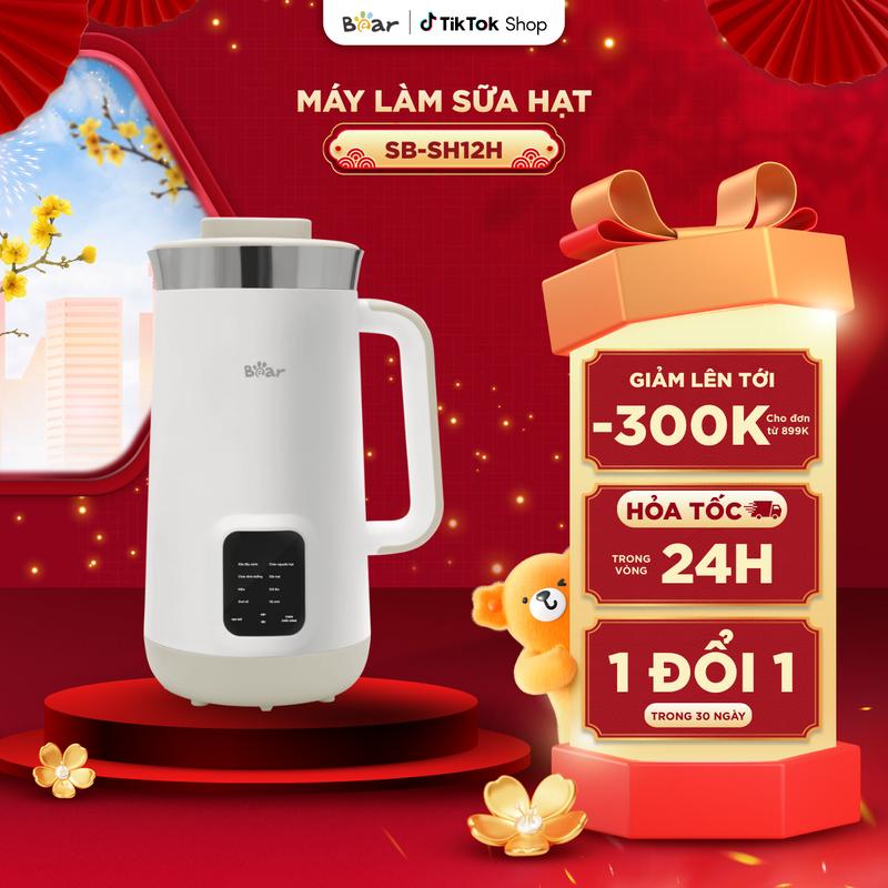 Ưu Đãi Sốc Máy Là̀m Sữa Hạt BEAR Máy Nấu Sữa Hạt Máy Xay Sữa Hạt Đa Năng Làm Sữa Đậu Nành Nguyên Chất Chống Ồn SB-SH12H