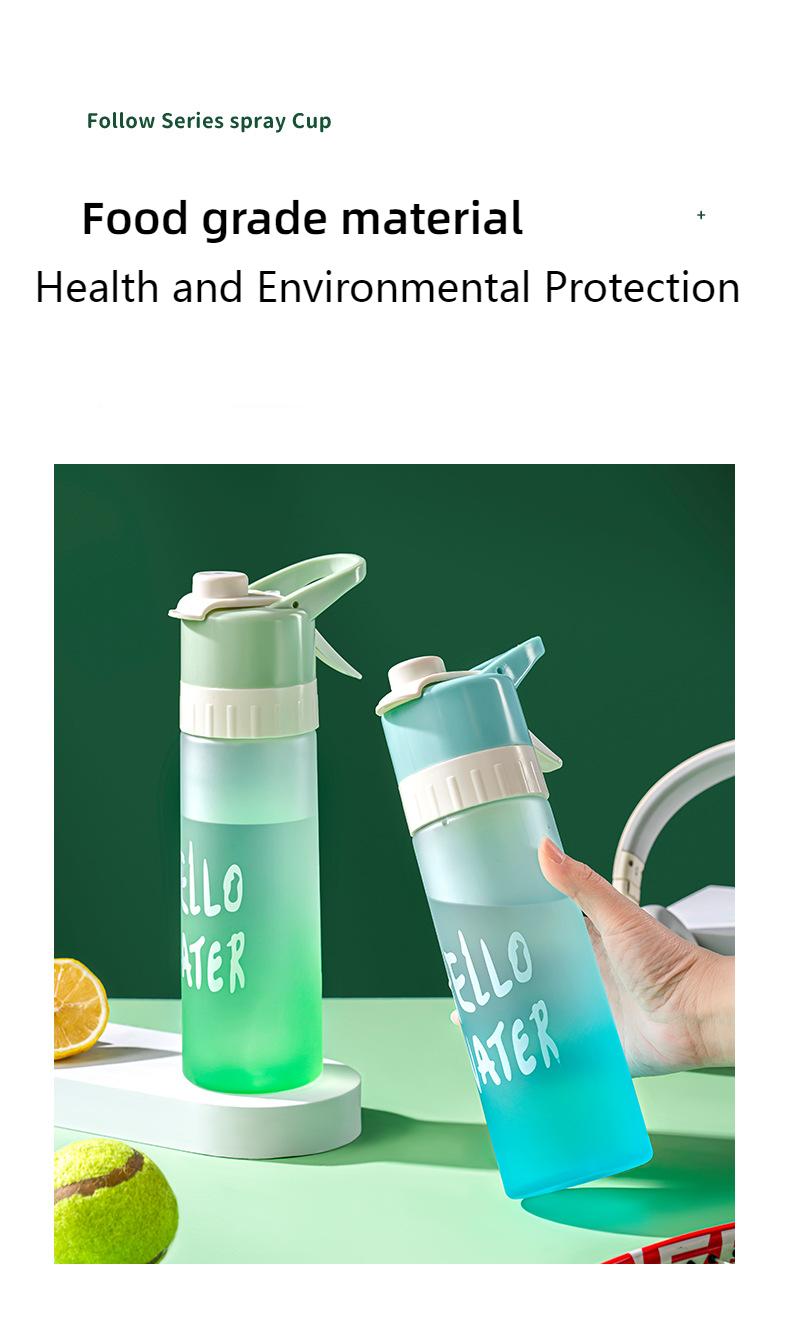 Product Introduction of Sports outdoors Water Bottles Kitchenware Spray Water Cup Large-capacity Men and Women Sports Food Grade Student Cooling Portable Kettle Jet Water Spray Cup Drinking Cup 6