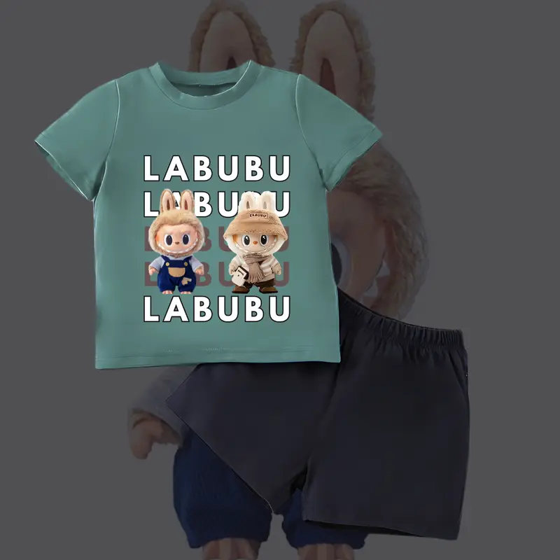 Setelan Anak anak Labubu Labubu Setelan anak anak perempuan dan laki laki Setelan anak Balita Setelan anak anak Cewek dan cowok One Set Katun Anak anak Labubu 1