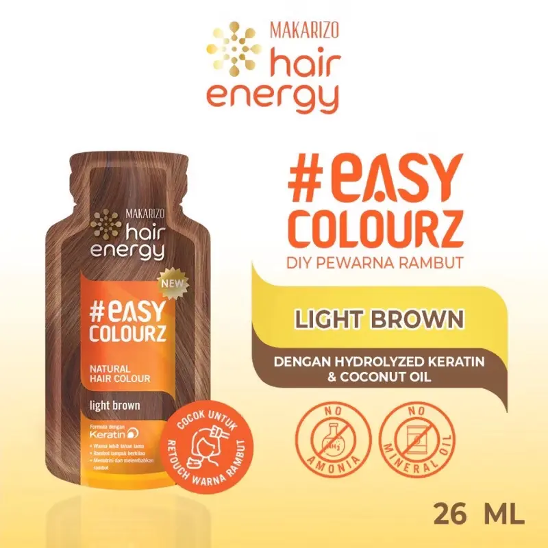￼Makarizo Hair Energy Easy Colour 26 mL - Natural Black Light Brown - Hair Color - Pewarna Rambut Cat penghilang uban 6