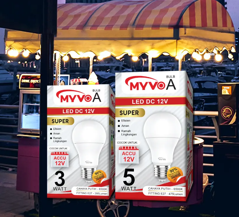 Lampu LED DC 12V MYVO SUPER – 3W & 5W, Hemat Energi, SNI, Tahan Lama, Super Terang