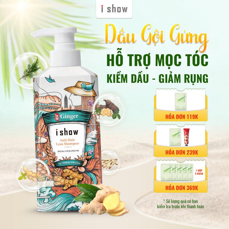 Dầu Gội Gừng I SHOW Ngăn Rụng Mọc Tóc Kiềm Dầu Giảm Bết - Dầu Gội Thảo Dược I SHOW Chính Hãng 300ml