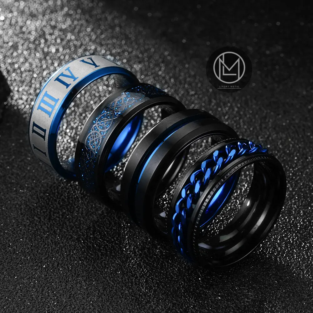 LIXURYMETAL - Hathor Ring - Cincin Pria Wanita Biru Galaxy Anti Karat, Anti Luntur, Mewah, Elegan, Korean Style