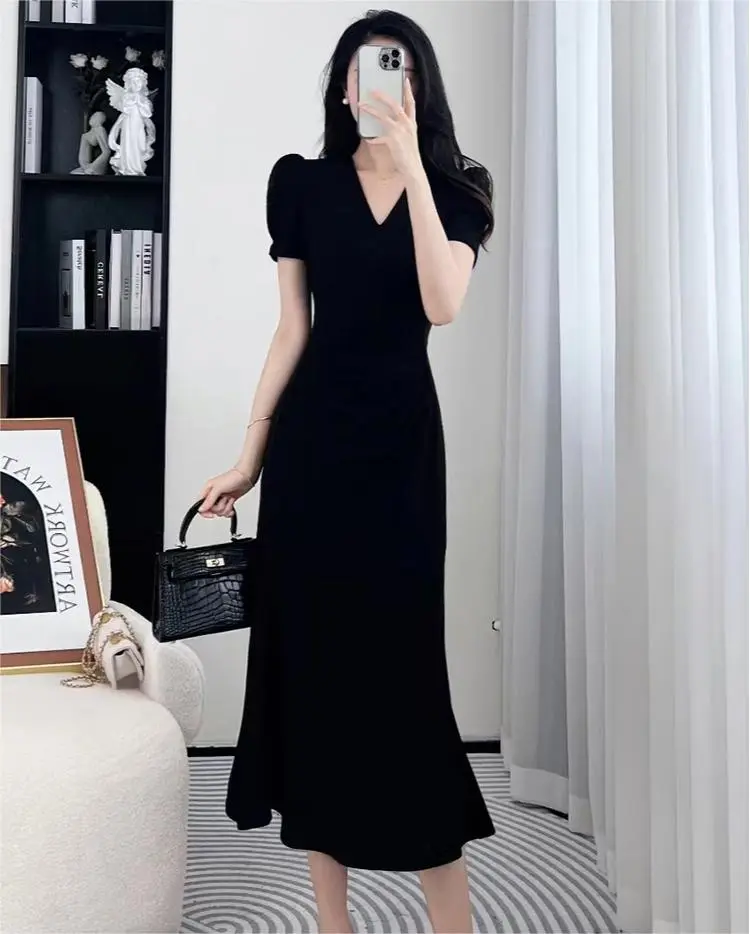 7892 long dress hitam Lengan Pendek korean style aesthetic import wanita black dress elegant casual dress kekinian simple - Shop | Tokopedia 7892 long dress hitam Lengan Pendek korean style aesthetic import wanita black dress elegant casual dress kekinian simple - Shop | Tokopedia