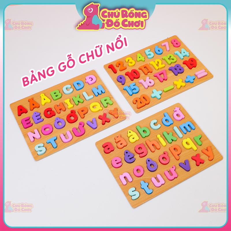   SALE CUỐI NĂM  Bảng Học Chữ Nổi Cho Bé – Chủ Đề Chữ Cái & Số Đếm | Đồ Chơi Gỗ Giáo Dục | Chú Rồng Đồ Chơi 