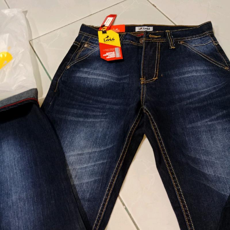 TERBARU CELANA LOIS PREMIUM, HANYA 2 WARNA ORIGINAL Jeans Biru Nyaman Denim Pria Panjang Keren Hitam Slim Cowok Slimfit Muda 5