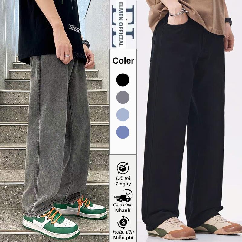 Quần jeans nam suông ống suông rộng vải denim có túi, nhiều màu menswear nam- Quần jeans Nam 2025