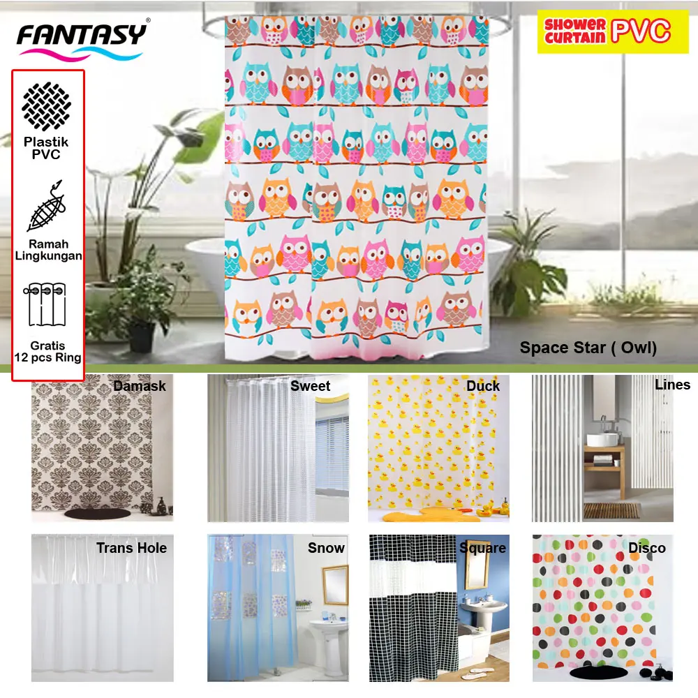 Fantasy PVC Shower Curtain Tirai Gorden Tirai Kamar Mandi Plastik
