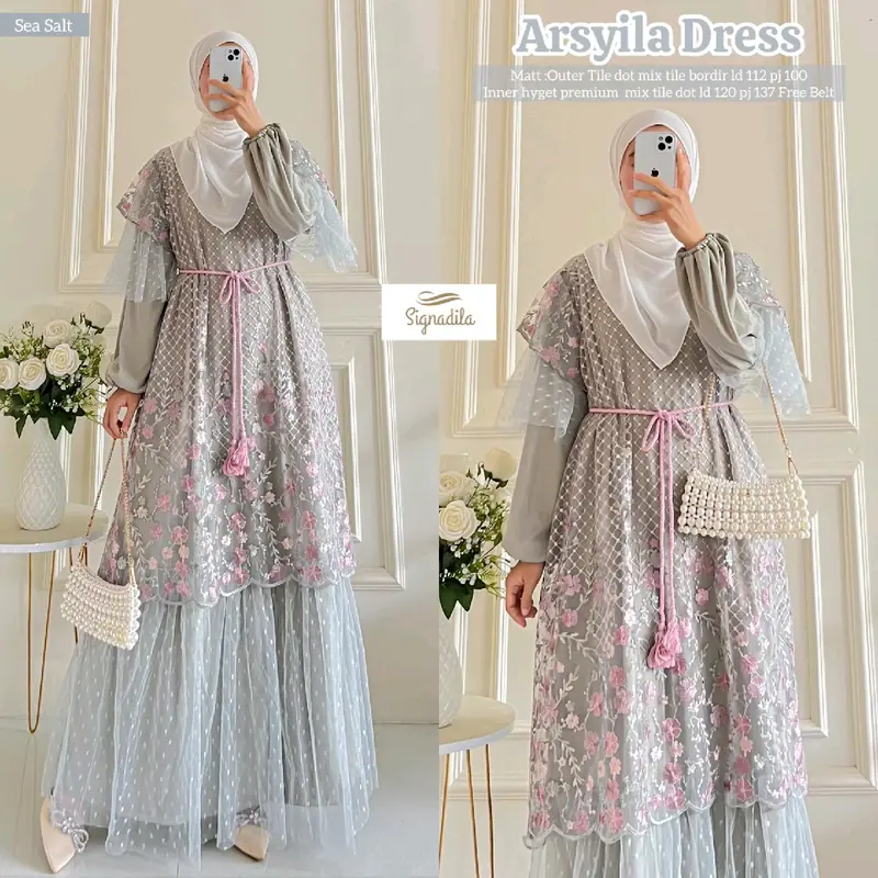Asyila dress by Signadila//ceruty plisket full furing premium best seller 1