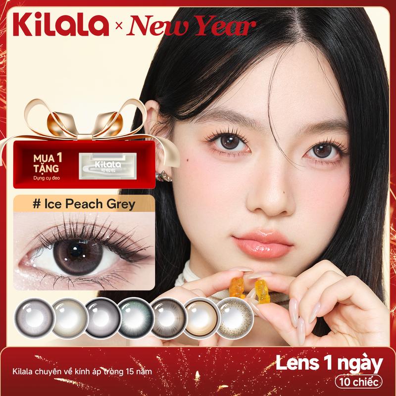 10 chiếc Lens 1 Ngày kính áp tròng Kilala Hermione Purple màu Nâu Xám Lam Tím DIA 14.0-14.5mm độ cận 0-7 thiết kế độc đáo highlight tự nhiên đôi mắt long lanh không ngại selfie