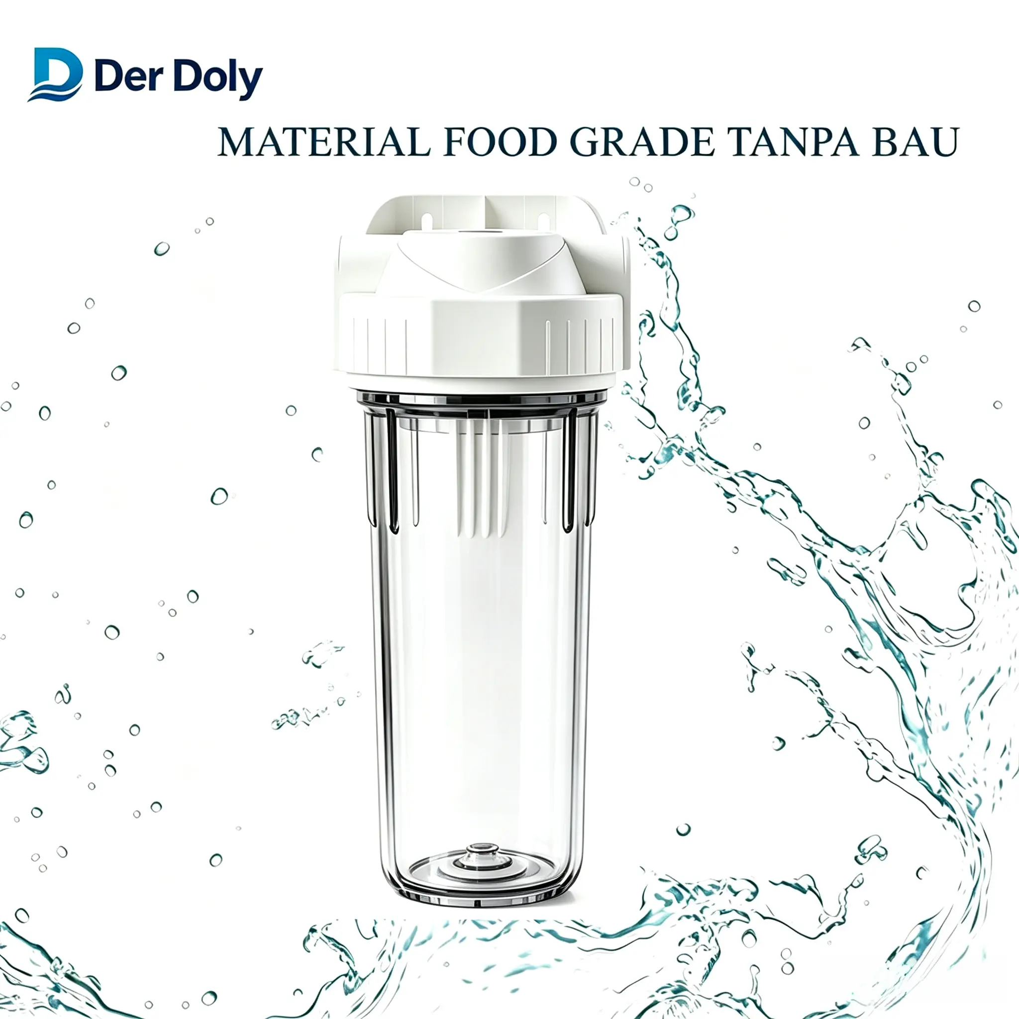 HOUSING FILTER AIR FS SINGLE ORING DER DOLY 10" INCH CLEAR PUTIH DRAT 3/4 1/2  SET LENGKAP
