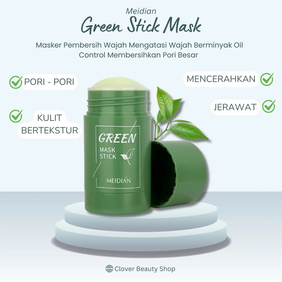 MEIDIAN Green Tea Mask Cleansing CLay Stick Masker Wajah Masker Pembersih Komedo Jerawat dan Minyak Berlebih Untuk Kulit Berjerawat Blackhead Berminyak