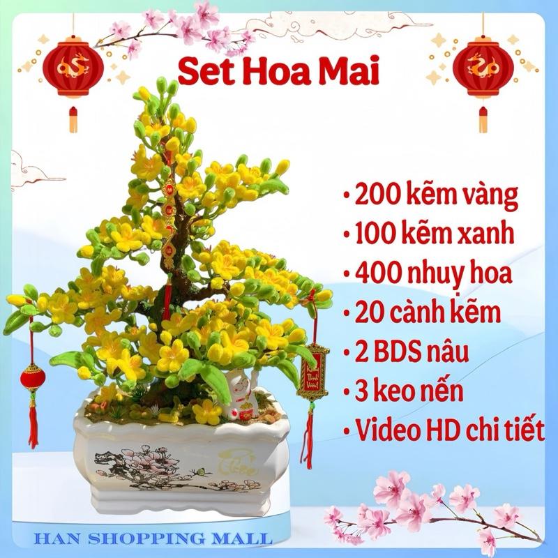 Bộ nguyên liệu làm HOA MAI VÀNG kẽm nhung tự làm handmade diy decor nhà cửa