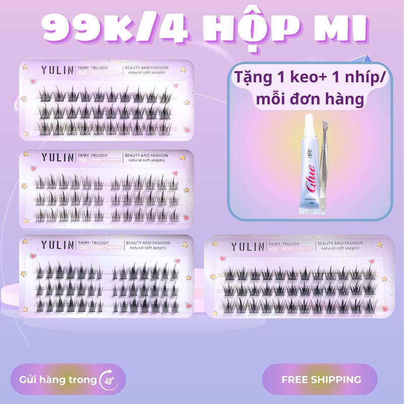 Combo 99k/4 (cho 4 hộp vào giỏ) hộp Mi giả tách sợi siêu mảnh và tự nhiên YULIN, mi tách sợi tặng kèm 1 bộ keo và kẹp lấy Mỹ Phẩm Cosmetic Nữ Keo Nối Mi Trang Điểm