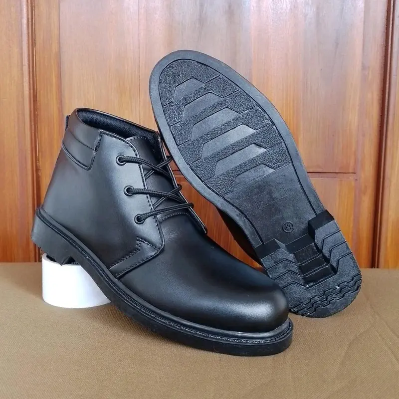 Sepatu Pdh Kerja Pria Formal Tali 3 Busa Hitam Dop Dinas Kantoran Dan Lapangan Security Polisi ASN PNS TNI Polri instansi Resmi Murah Berkualitas dan Antiselip Pantofel Shoes Karet 2