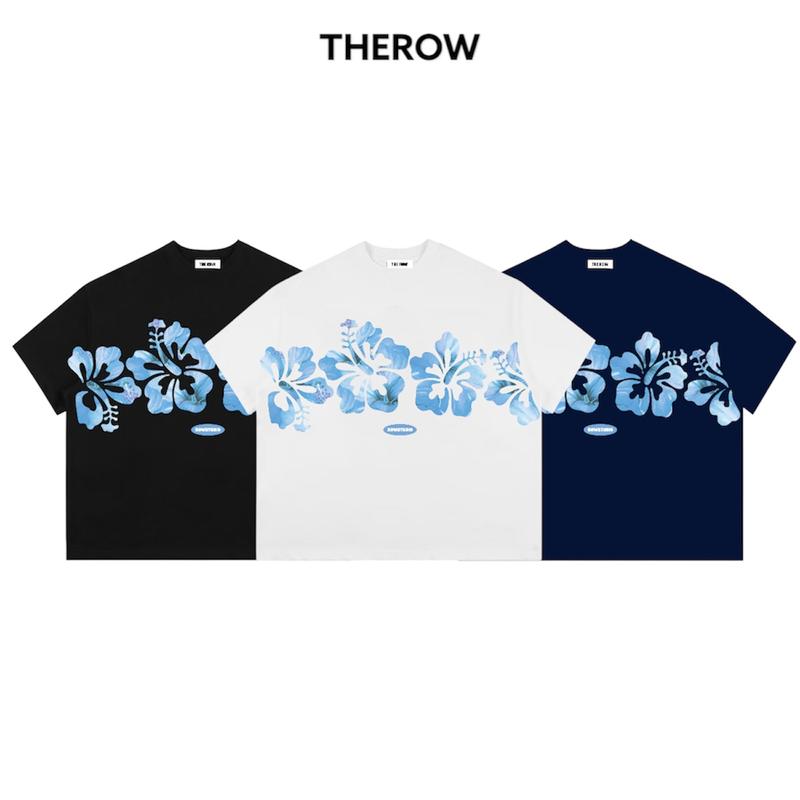 Áo Thun Boxy Local Brand THEROW Tay Ngắn Cotton 250gsm " HIBISCUS Hoa Dâm Bụt " Áo Phông Forrm Rộng Mùa Hè Kiểu Đẹp Unisex Nam Nữ Form Rộng