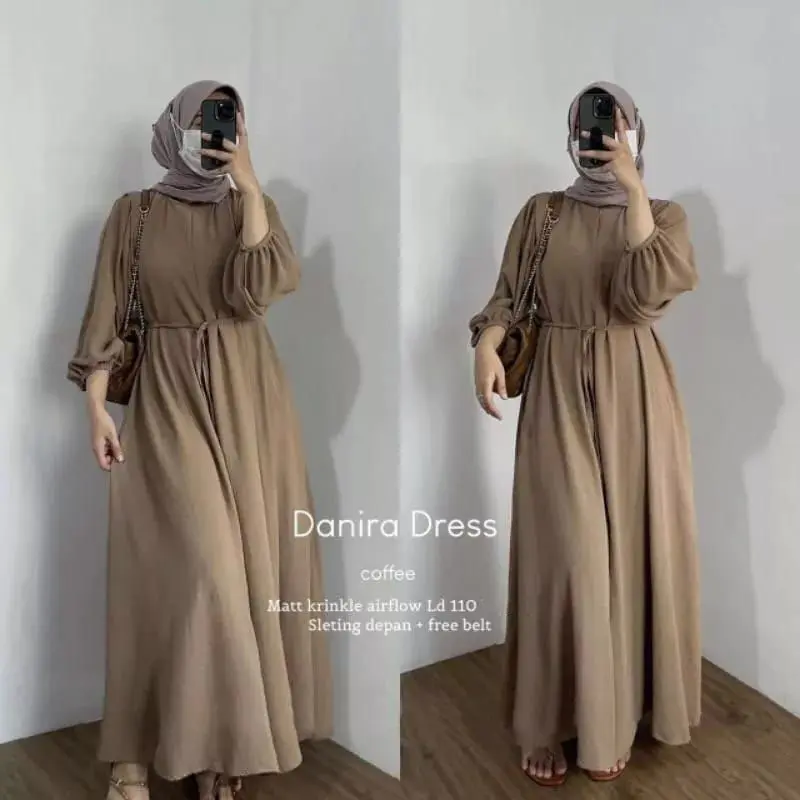 Gamis Danara Dress Wanita Polos Crinkle