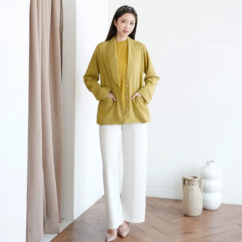 JENNA Blazer Outer x MSD-Blazer outer hijab katun linen flowy korean Style kerja casual Nyaman Santai Tangan Panjang Wanita 6