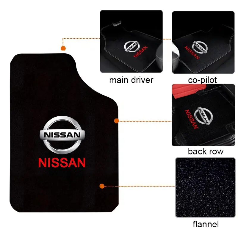 Thảm Xe Hơi Thông Dụng Cho Nissan Almera Sylphy Sentra Navara Serena Teana X Trail March Terra Nv200 Juke Patrol Elgrand Tiida 307Z, Thảm Sàn Xe Hơi, Đồ Dùng Trang Trí Nội Thất Xe Hơi, Thảm Kiểu Thảm, Mới 4