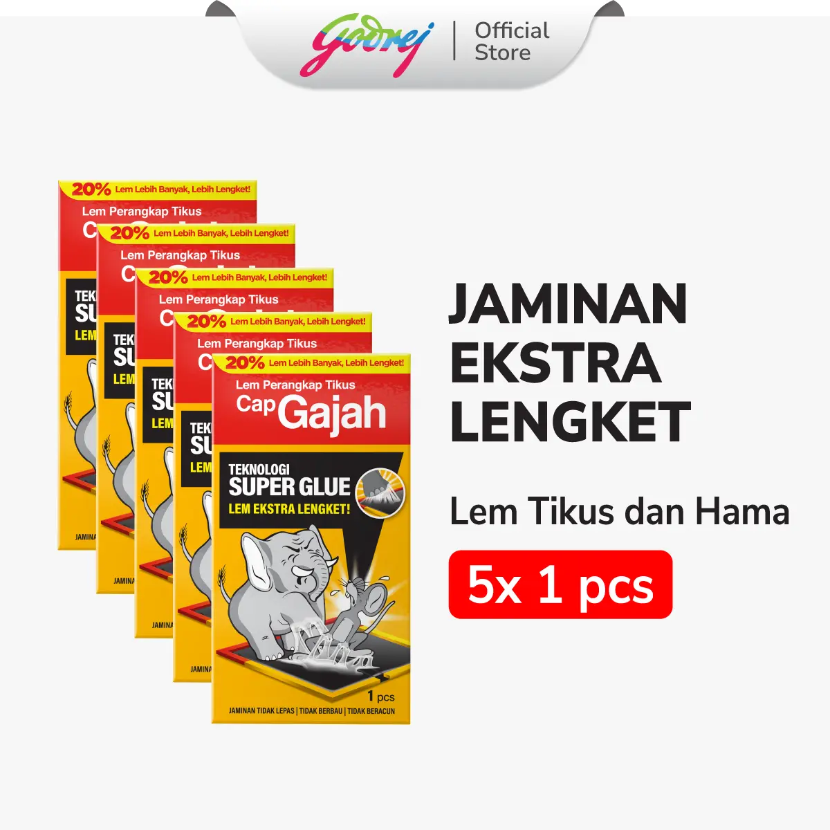 Cap Gajah Perangkap Tikus - Lem Tikus - 60gr - isi 5