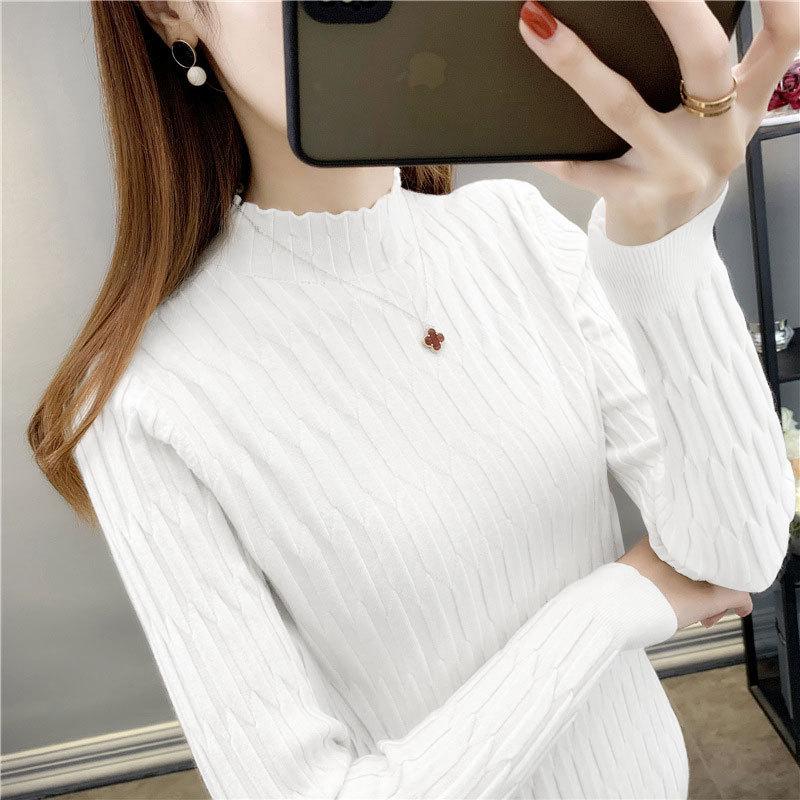 Atasan Rajut Wanita Model Turtleneck Setengah dengan Kerah Bagian Dalam - Hitam, Baju inner wanita 233 cardigan nyaman Knitwear Kardigan Panjang Outer Stretch Sweater Tangan Panjang Outer turtleneck  women 4