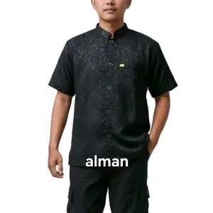 Kemeja Koko Premium Dewasa Lengan Pendek Atasan Formal Katun Motif Sultan Embos Baju Muslim Size S M L XL XXL