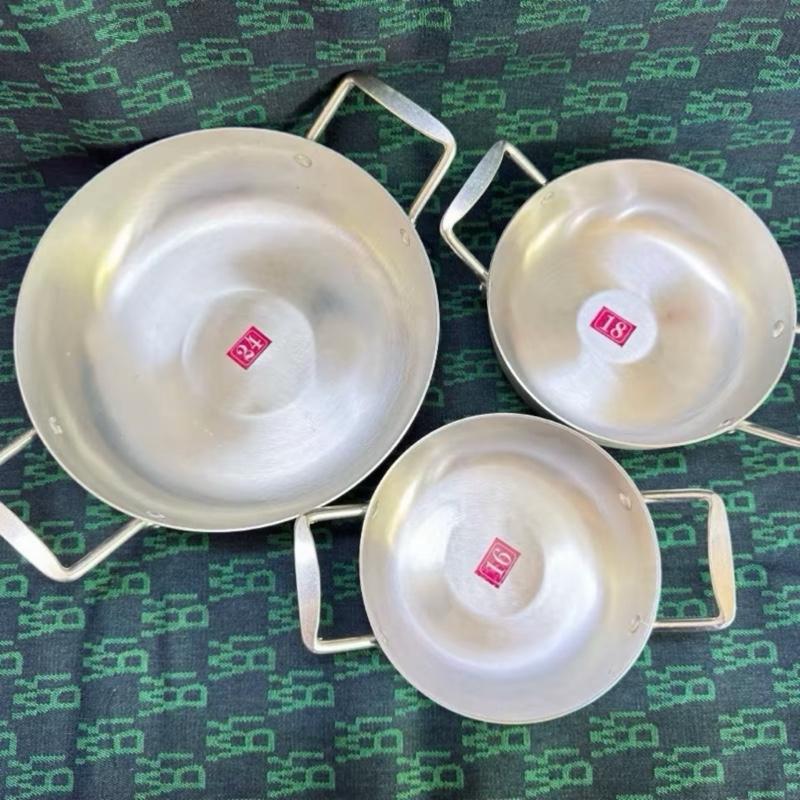 Combo 3 chảo đáy bằng chảo nhôm dày  sáng bóng đẹp size 16cm 18cm 24cm  bộ 3 size