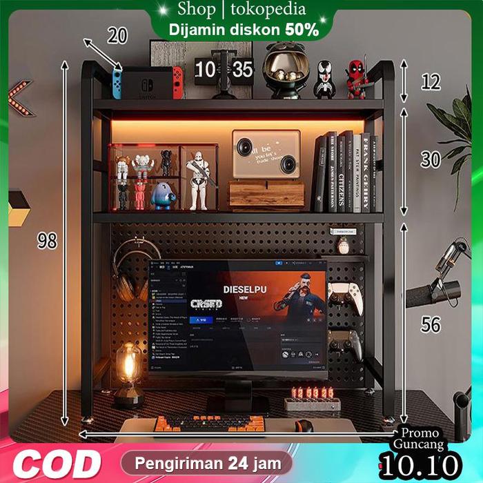 Promo AK-75/95CM Rak Organizer Desktop Penyimpanan Buku Grid Wire Mesh ...