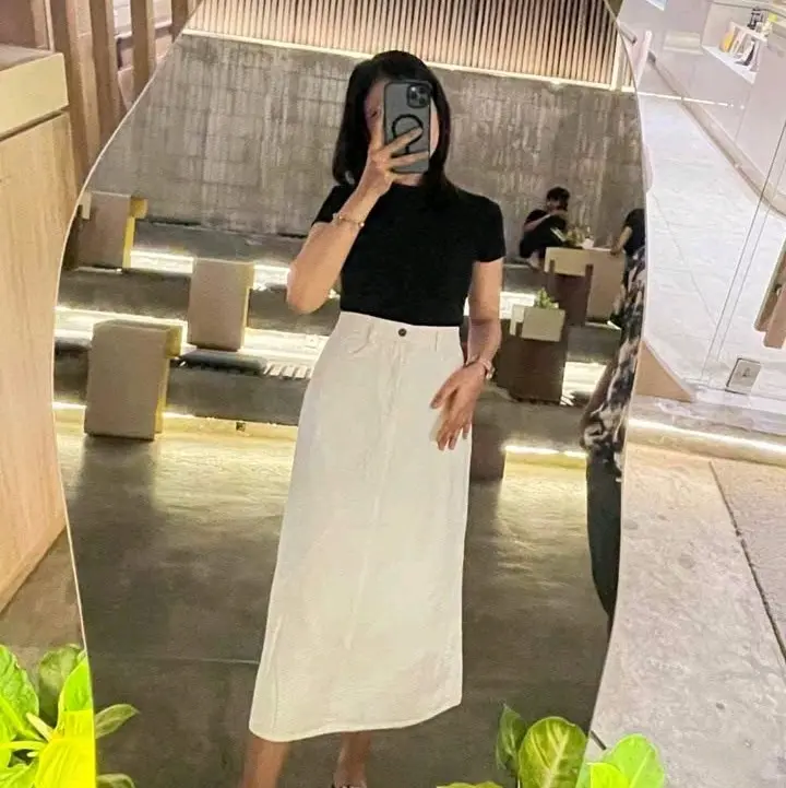 ROK JEANS A-LINE HIGHWAIST 7/8 WANITA // BASIC SKIRT DENIM 780 // ROK SPAN KOREAN STYLE Wanita Dewasa Simple Nyaman Panjang 5