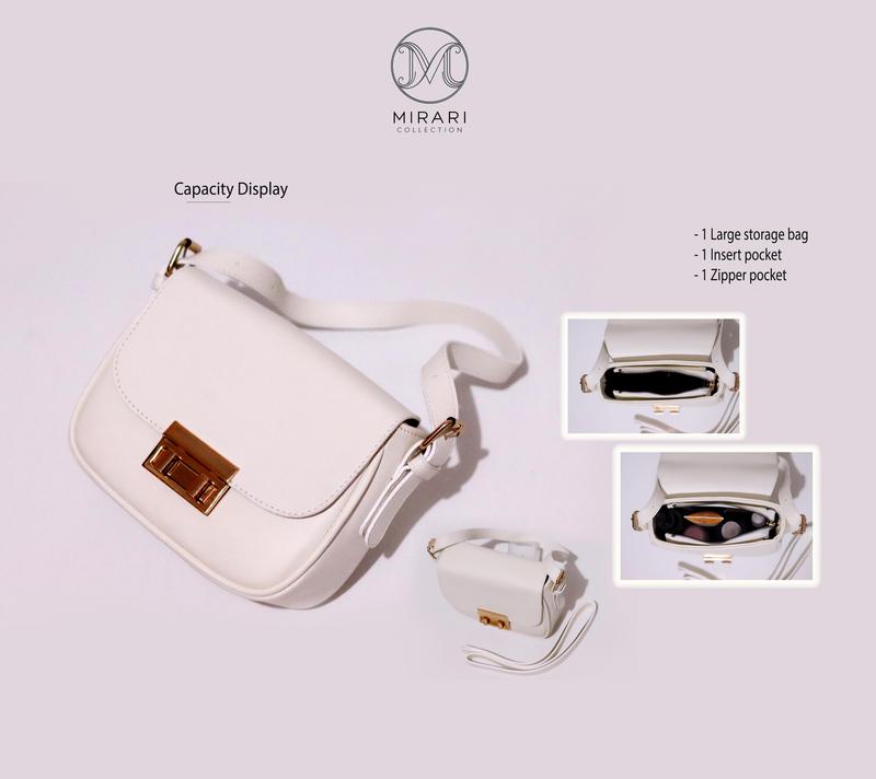 Tas Selempang Bahu Wanita Mirari Collection Kulit Sintetis Polos - Desain Modern dengan Aksen Gold 0
