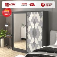 Gambar Activ Lemari Besi Sliding Minimalis / Wardrobe Cermin Hitam - FORTE SL 162 B - SL 162 B (Hitam) dari Cubic Home & Living Kab. Gresik 1 Tokopedia