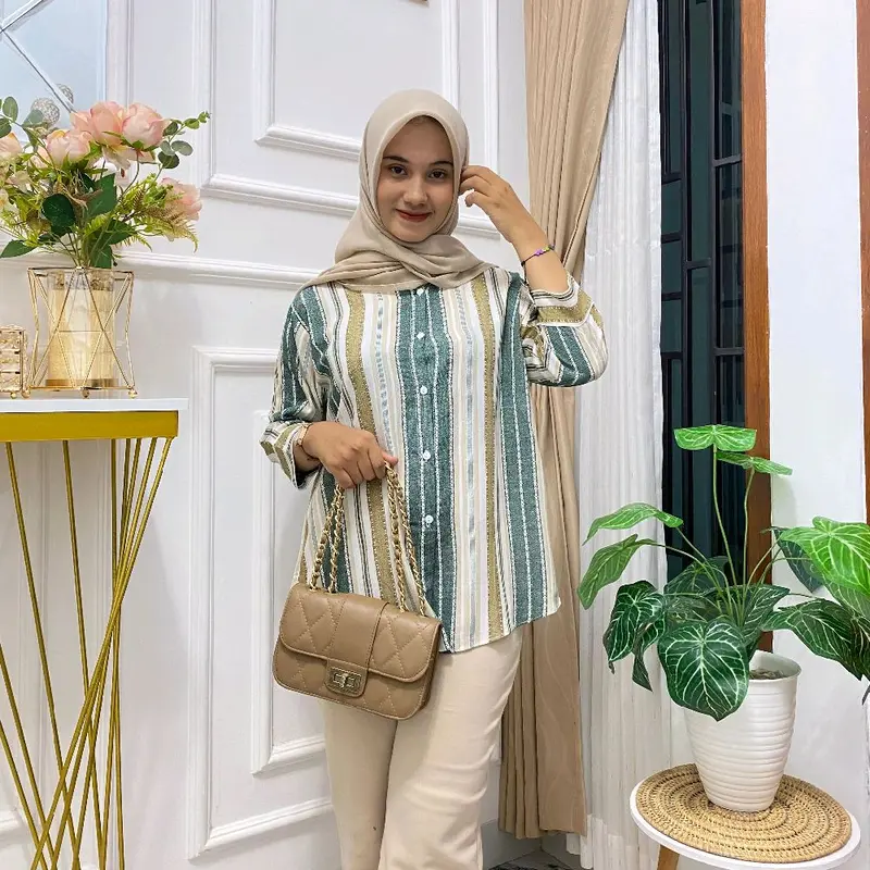 DAILY TOP SALUR // KEMEJA WANITA RAYON SALUR OVER SIZE LENGAN 3/4 LD 120 3