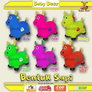 Et04 BENTUK SAPI Kudaan Musik Anak Mainan Jumping Animal Karet Viral Murah Hewan Lucu Jumbo Besar Hadiah Kado Ulang Tahun New Terbaru COD Baby Deer
