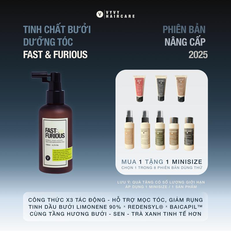  Tinh chất dưỡng tóc VyVy Haircare Fast & Furious 150ml - Hỗ trợ giảm rụng cải thiện mật độ tóc với Redensyl & Baicapil 