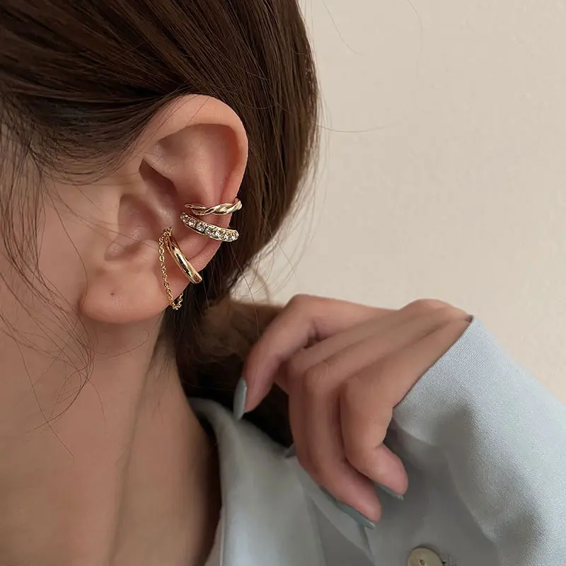 C-shaped ear bone clip with no ear hole, vintage personality set combination, ear bone clip without ear hole
