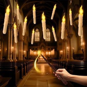 12 Piezas Luces de Velas Flotantes Harry Potter, Luces Decorativas Navideñas Controladas por Mando a Distancia, Velas LED Sin Llama, Candelabros de Taper Operados por Batería.