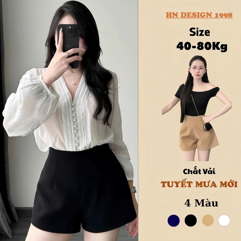 COMBO Quần Short Nữ 2 lớp dày dặn thu đông Kiểu Đẹp có túi cạp cao dáng A nhẹ Chất TUYẾT MƯA MỚI Size 40-80Kg 4 Màu Thời Trang Nữ HN DESIGN 1998