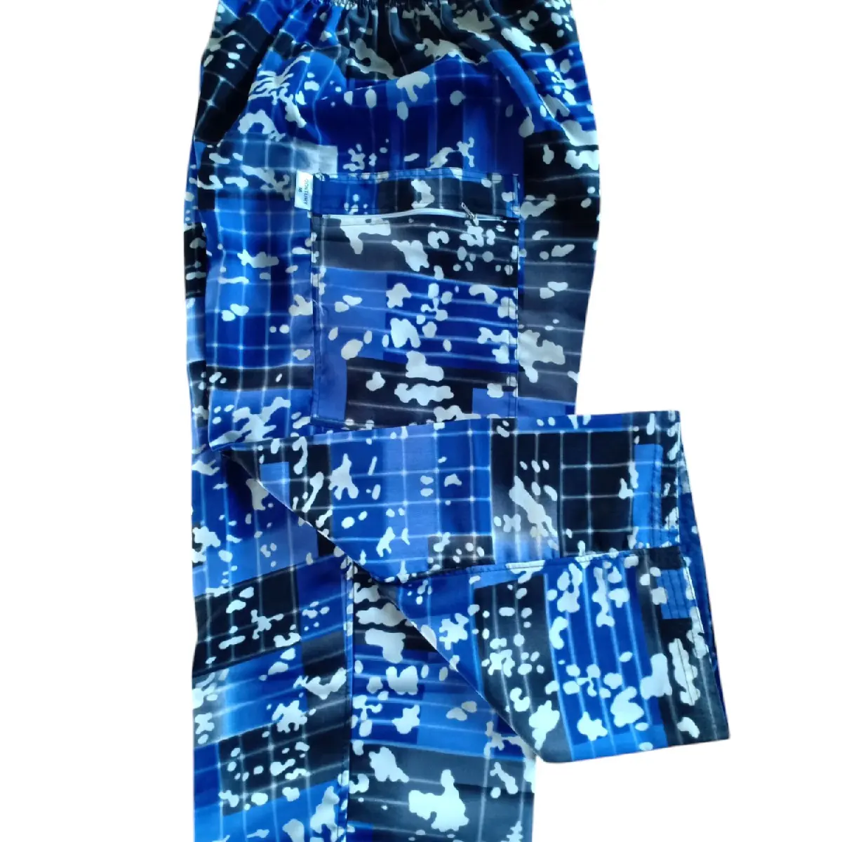 Celana komprang corak loreng biru bahan besway Dewasa