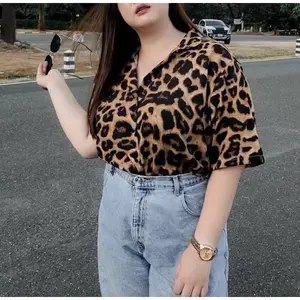 kemeja jumbo leopard lengan pendek Ld 120 sampai Ld 130 / kemeja bigsize