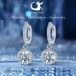 【003Harga telah dibanting, segera di CO】Chard Wake Anting princess round Anting wanita elegan high quality cantik elegan anti Zirconia 1 Carat Sertifikat GRA Kotak Indah   CWE002
