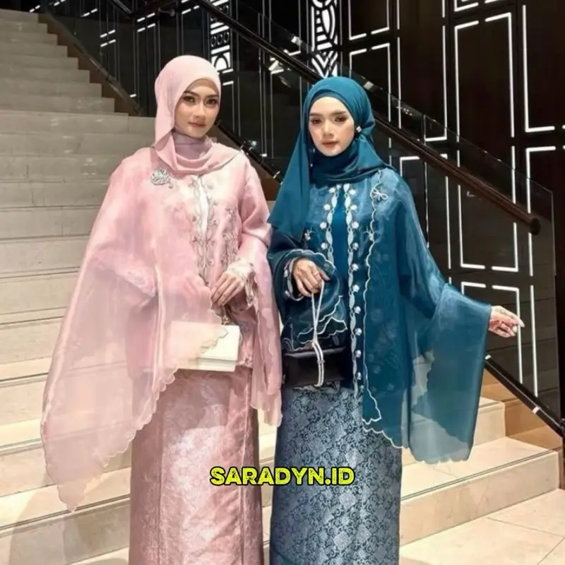 Selendang Organza Bordir Manual Motif Awan Melayu / Syal Organza Bordir Akad / Wisuda / Kondangan