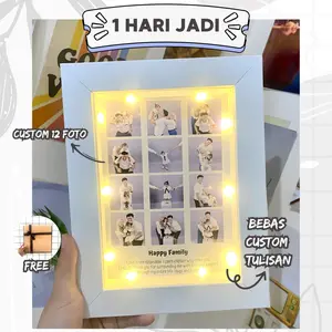 KADO GRID Foto Frame + LED | FairyGift.id by Siscraft 12 Foto Pigura / 2 foto / 4 foto / 5 foto / GIFT FRAME / Kado Ulangtahun / Wisuda / Graduation/ Pernikahan / Anniversary / Foto GIFT BOX