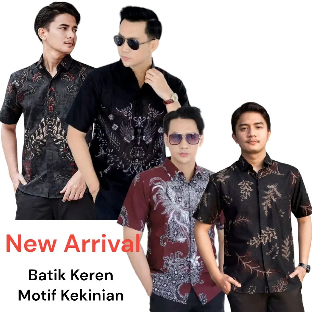 Baju batik keren pria kemeja batik pria lengan pendek Dewasa baju Lebaran