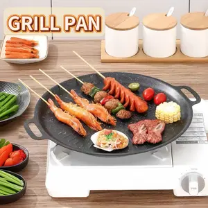 Grill Pan 32 CM Wajan Pemanggang Bulat Panggangan BBQ Anti Lengket Loyang tipis Kitchenware