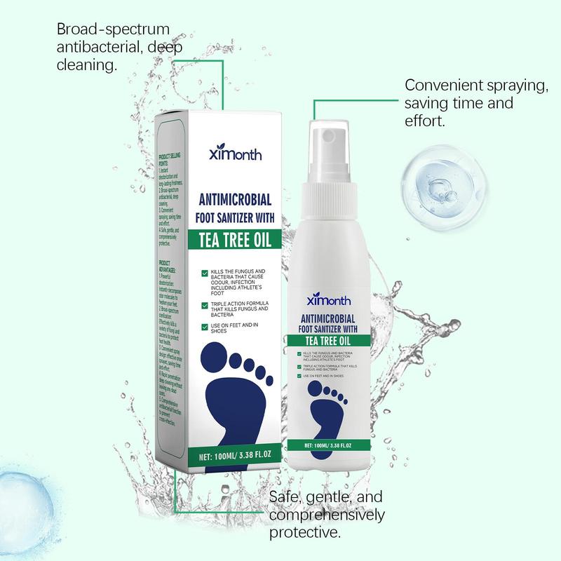 Tea Tree Oil Foot Sanitizer Spray, 1/2 Boxes Hydrating Foot Care Spray, Gentle Foot Care Products for Men & Women 3