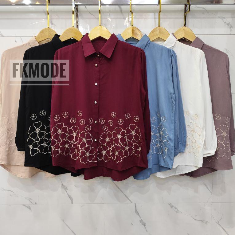 Product Introduction of BLOUSE KEMEJA RAYON VARIASI FULL BORDIR ,Atasan Katun Rayon  Twill Baju Wanita Dewasa Casual Oversize Busui Simple Panjang Kancing 23