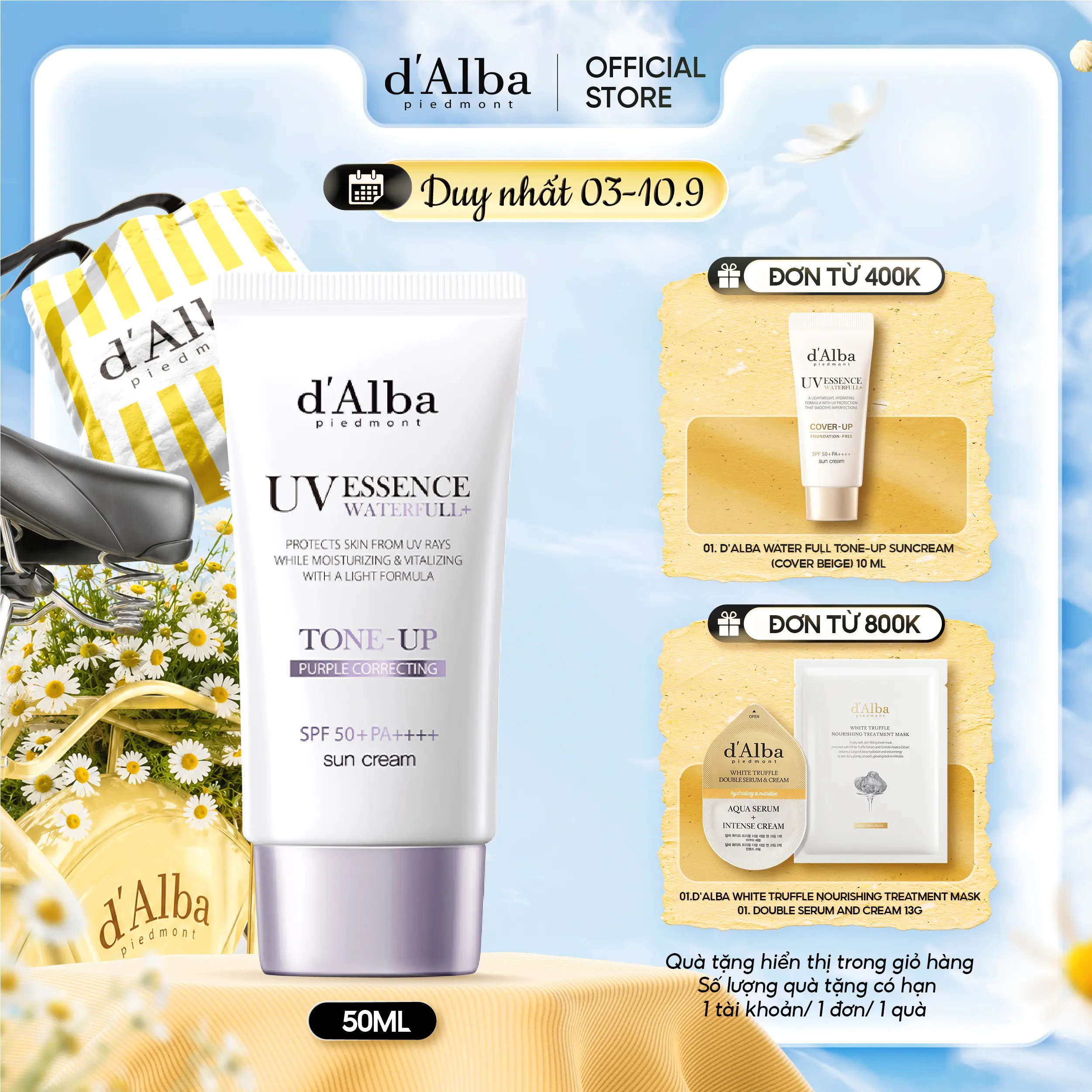 Kem Chống Nắng Hiệu Chỉnh Màu Da Nâng Tone Tím White Truffle Purple Tone Up Suncream 50ml SPF50+ PA++++ Sunscreen Skincare