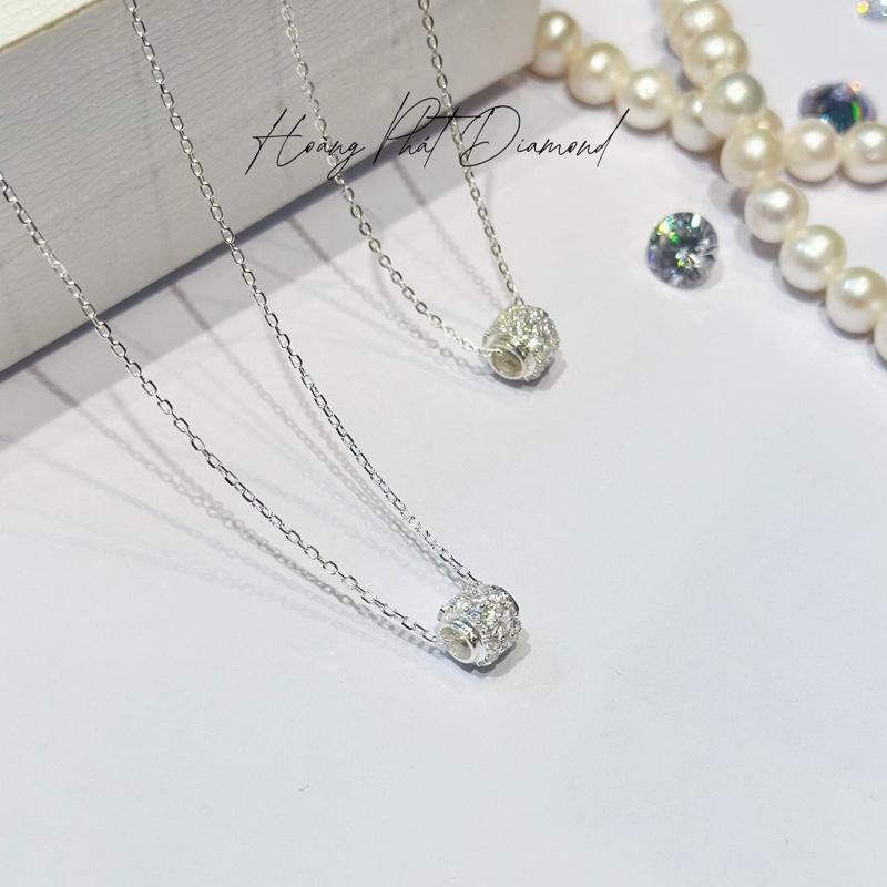 [ Hoàng Phát ] Trang Sức Dây Chuyền Bạc Ý 925 Chữ Cong 4T5 (45cm) Phối Mặt Tròn Xỏ Luồn (P13) KHÔNG XI